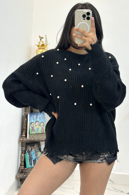 Korean oversized pearls sweater (46-48)