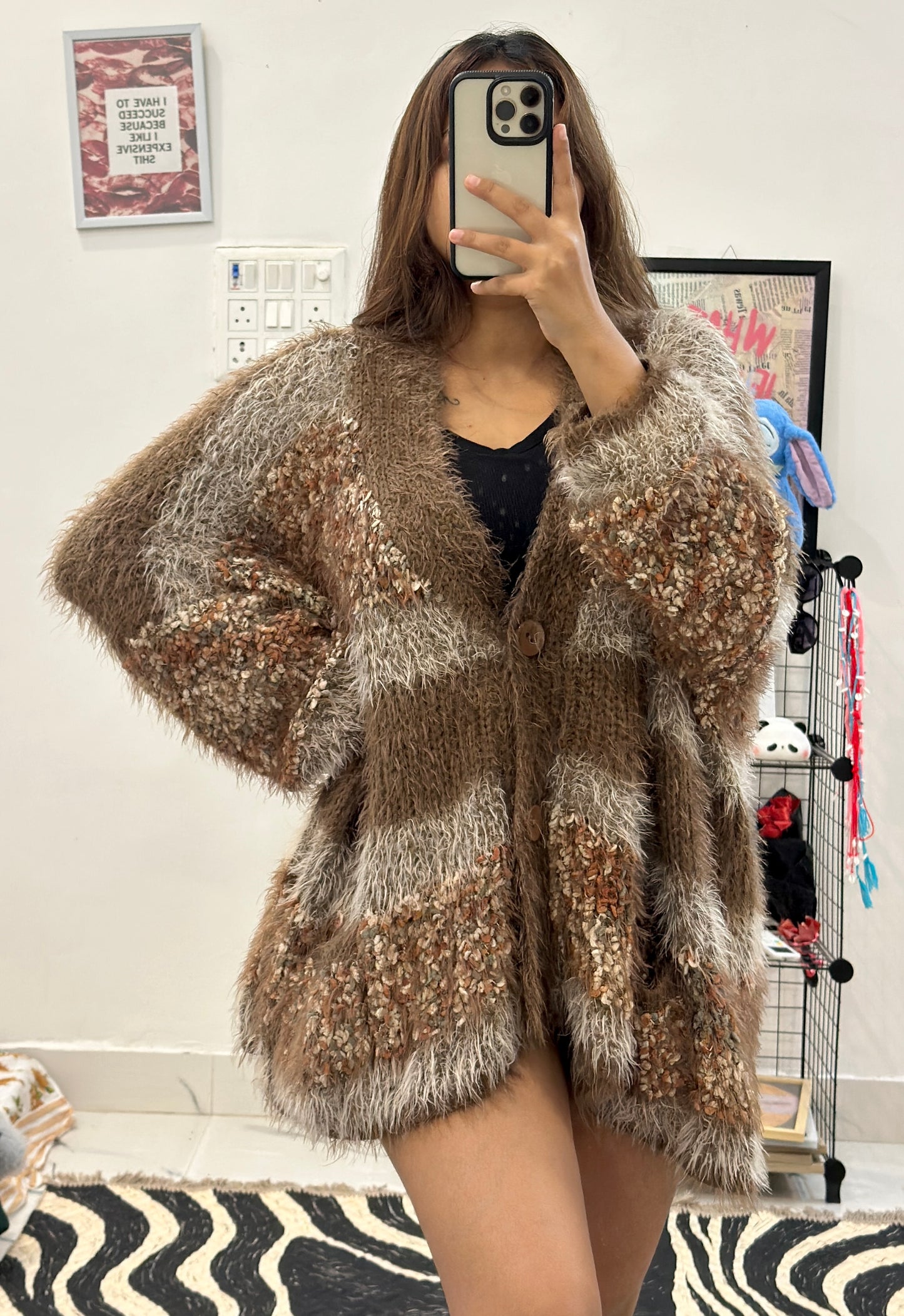 Oversized Korean furry cardigan (50-52)