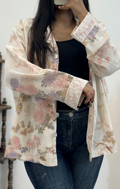 Cotton oversized floral shirt (42-44)