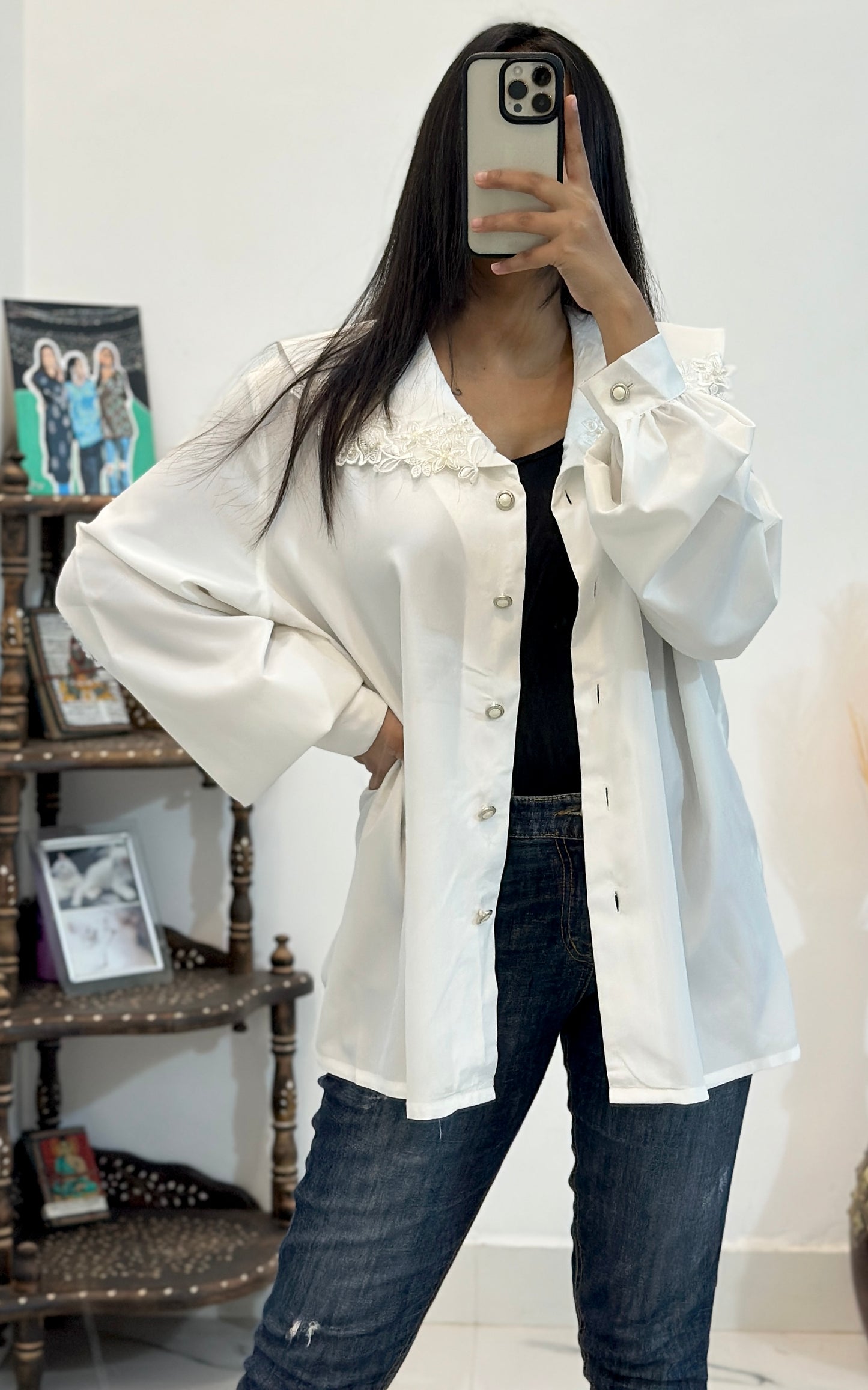 Pretty white oversized shirt (42-44)