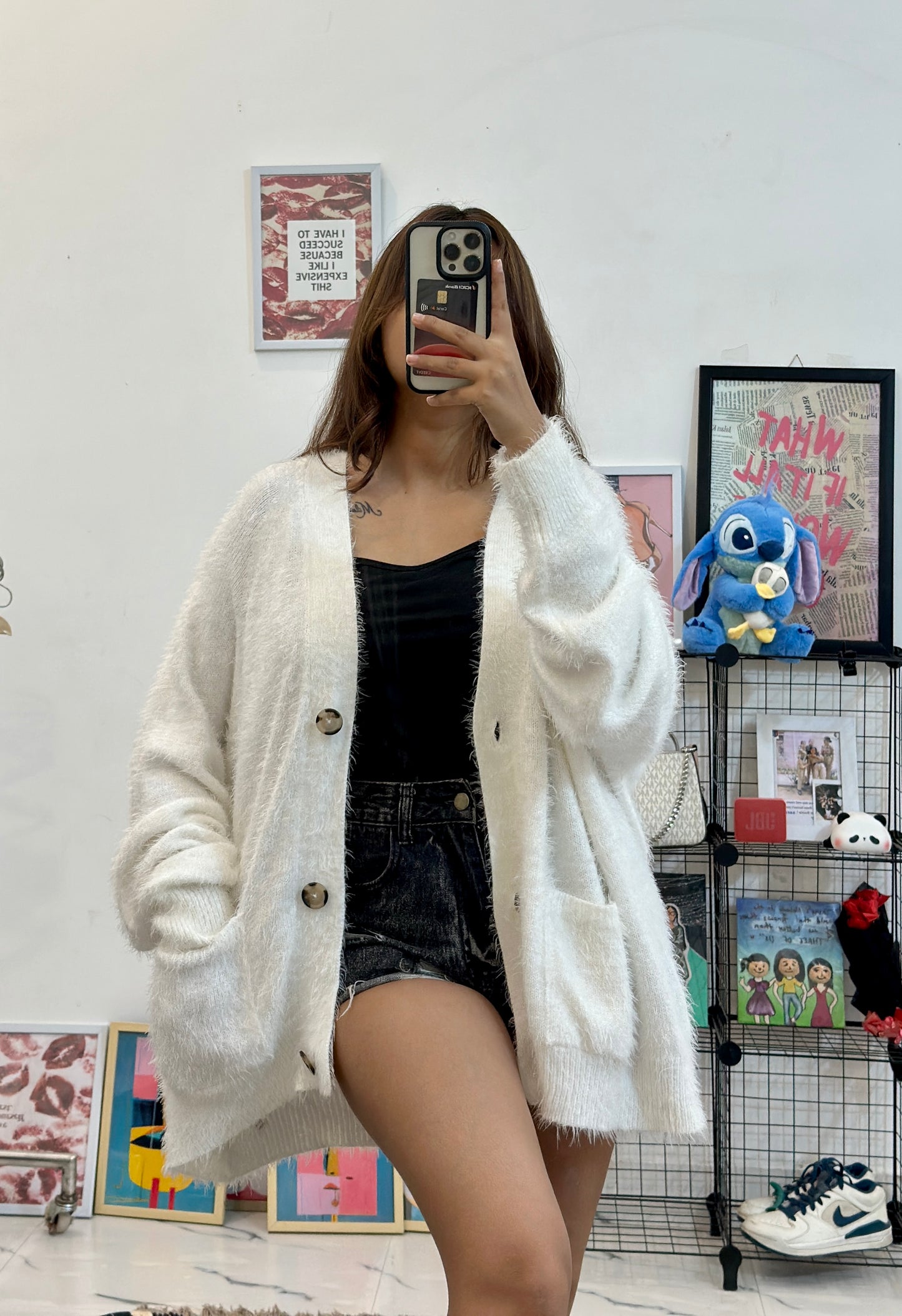 Plus size furry cardigan (48-50)