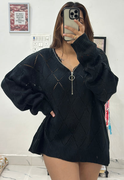 Oversized korean zipper sweater (42-44)