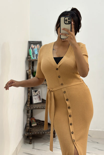 Beige bodycon dress