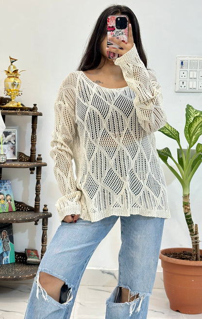Oversized crochet top (freesize upto 46)