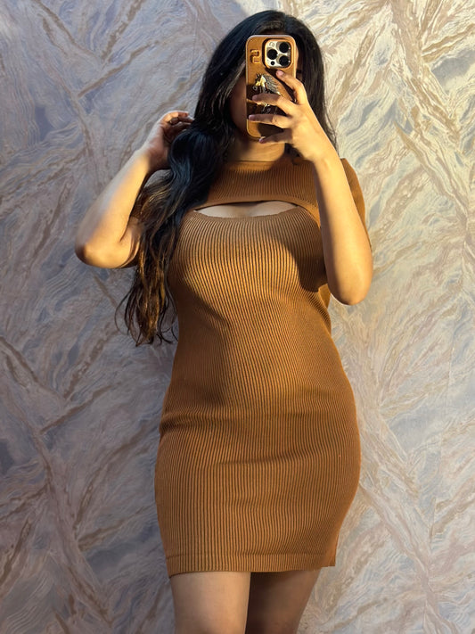 Brown knitted dress