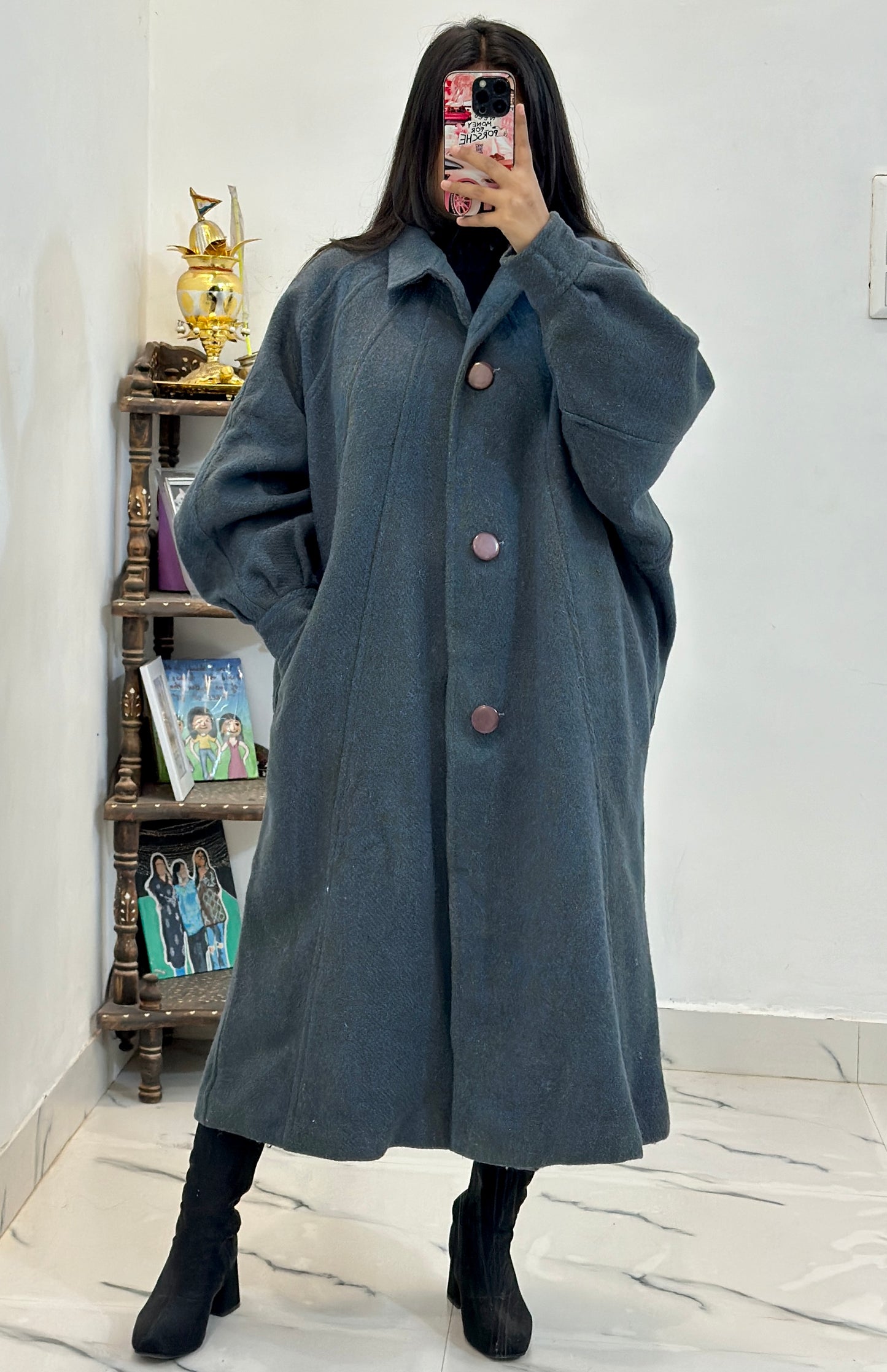 Heavy oversized korean long coat (freesize upto 44)