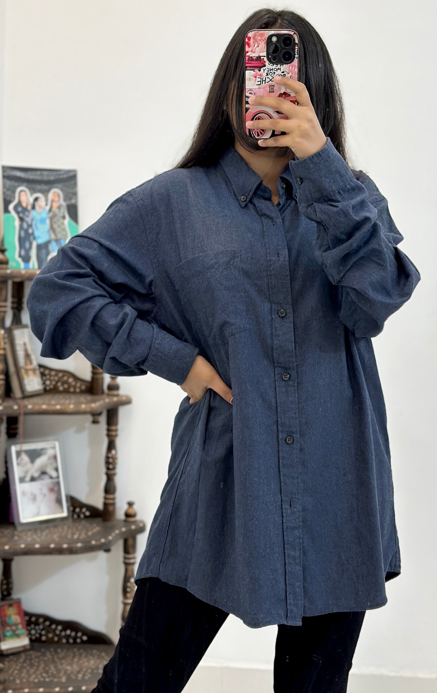 Blue oversized shirt (42-44)