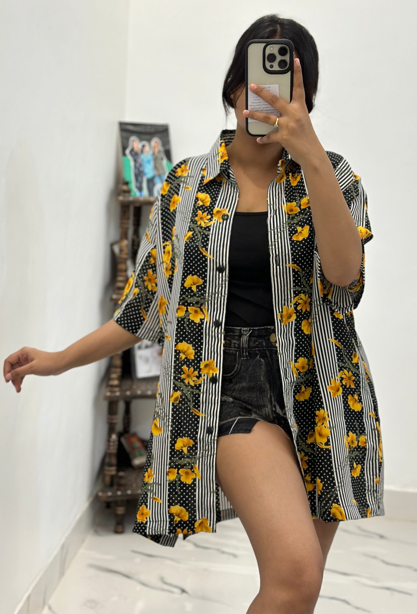 Oversized printed long shirt