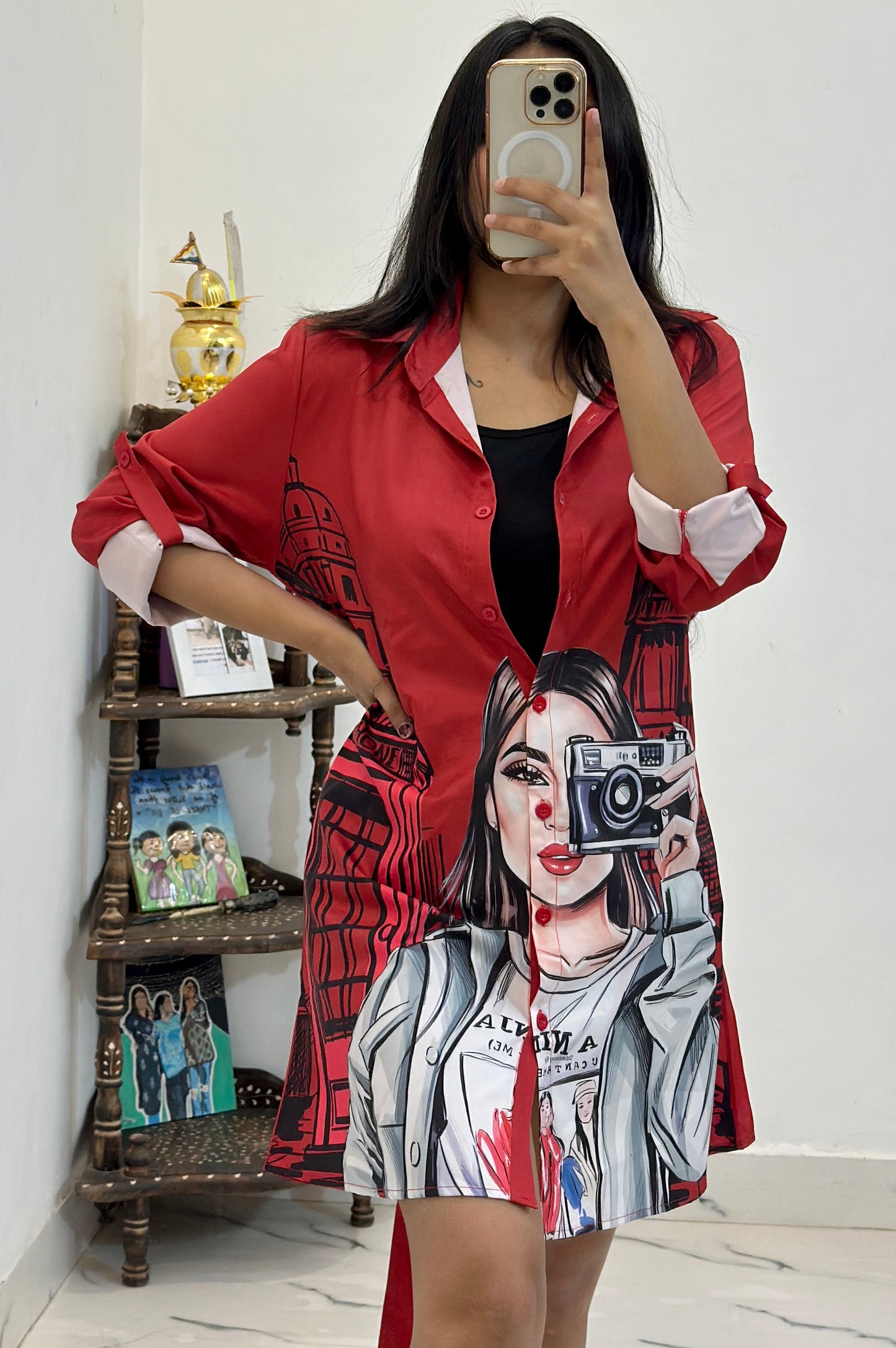 Red oversized shirt (40-42)