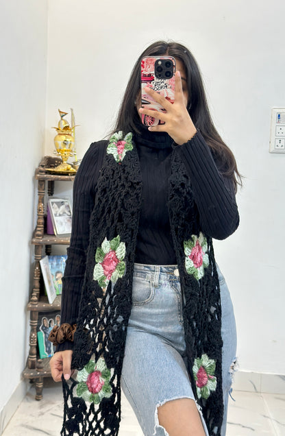 Woollen pretty crochet muffler