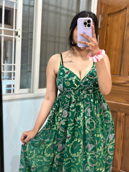 Green pretty vacation dress