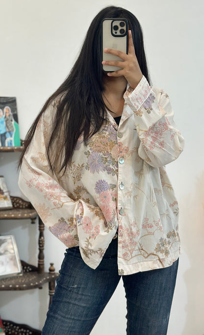 Cotton oversized floral shirt (42-44)