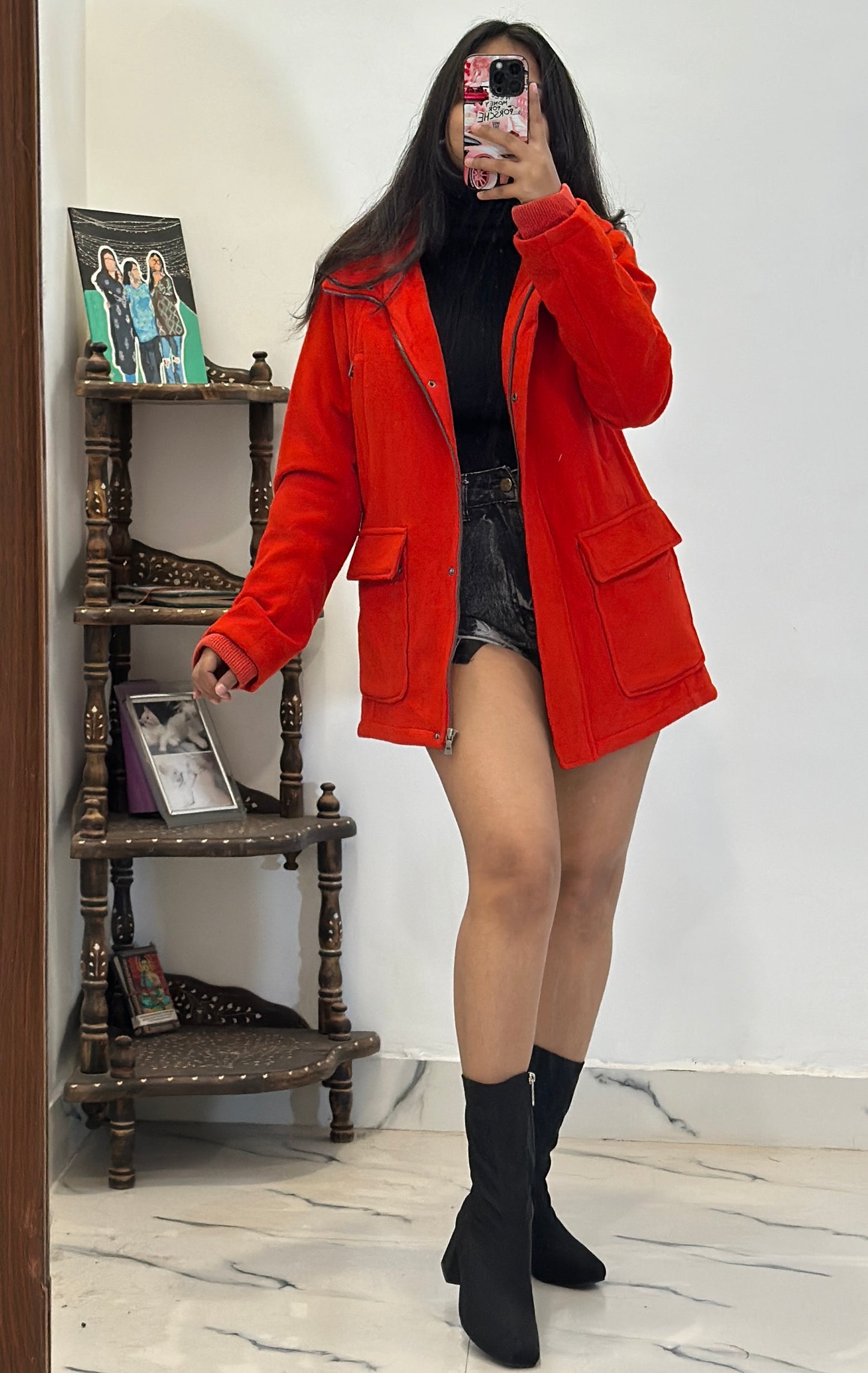 Orange hood jacket (34-36)