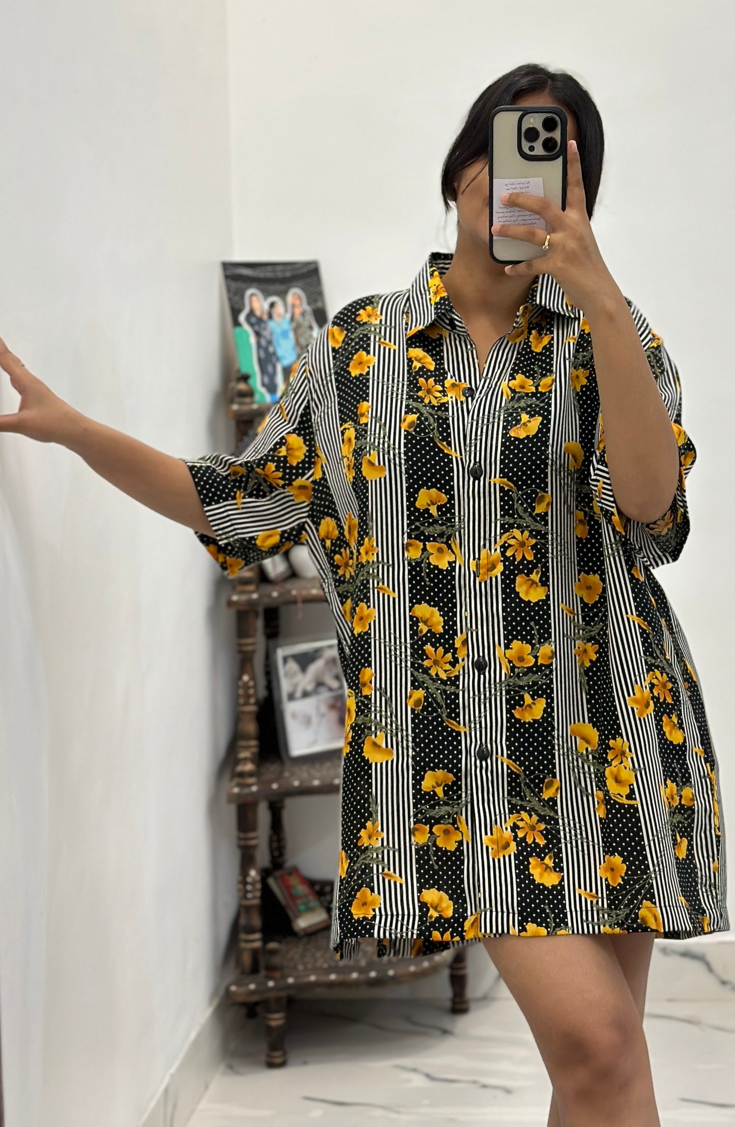 Oversized printed long shirt