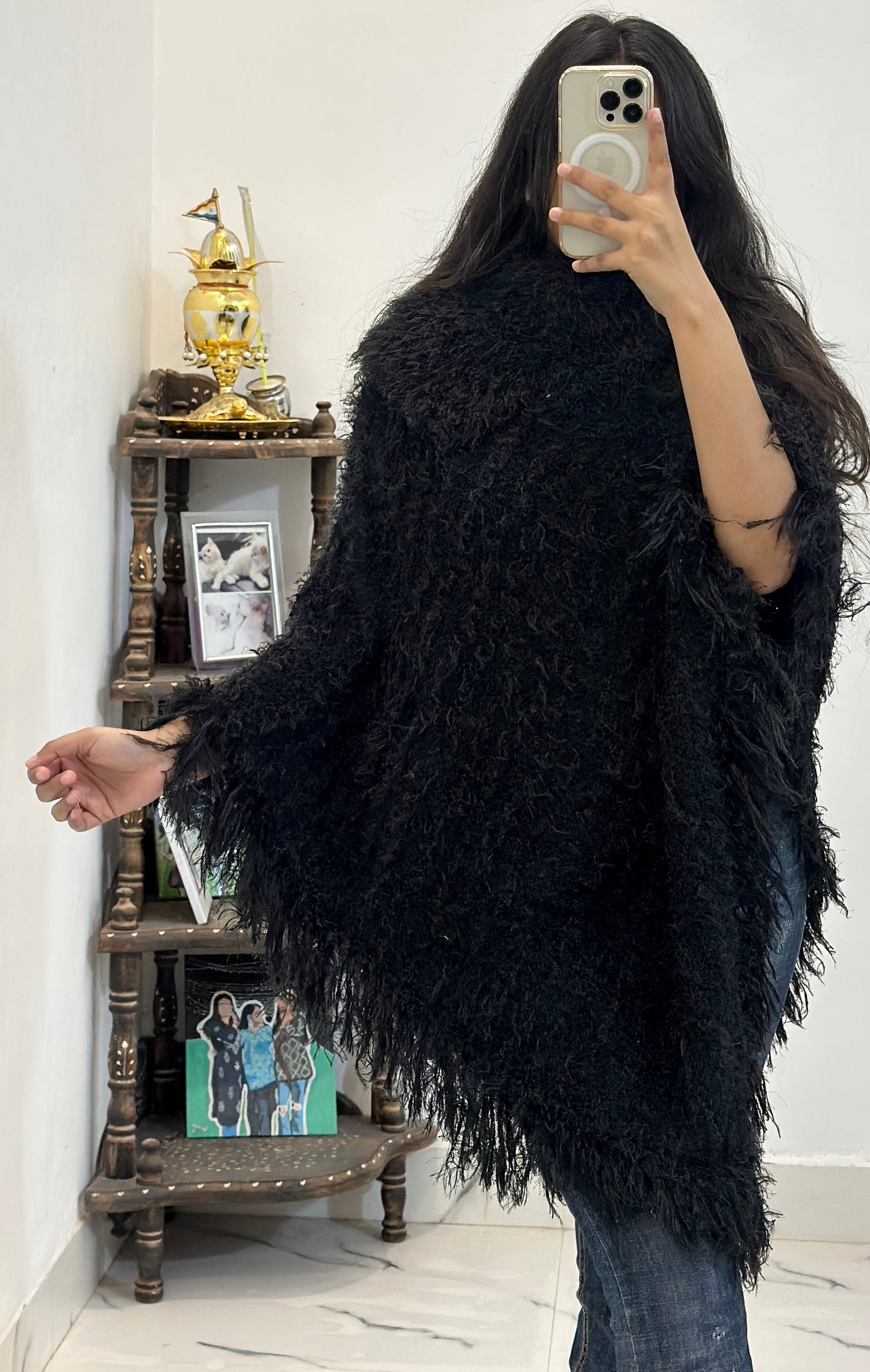 Korean furry poncho