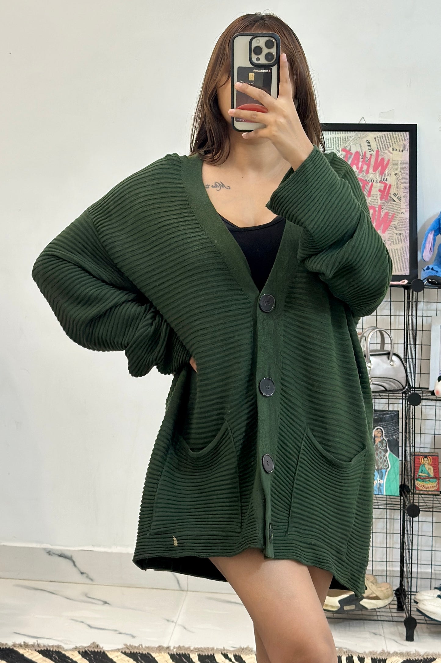 Green heavy cardigan (46-48)
