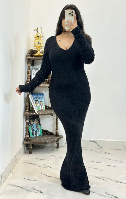 Long furry bodycon dress (34-40)