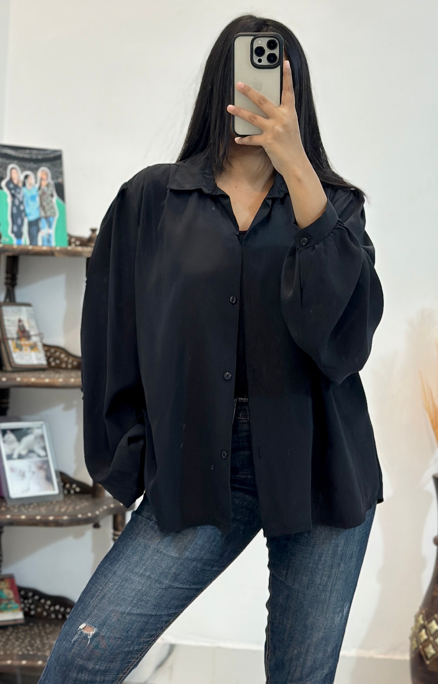 Perfect black oversized shirt (42-44)