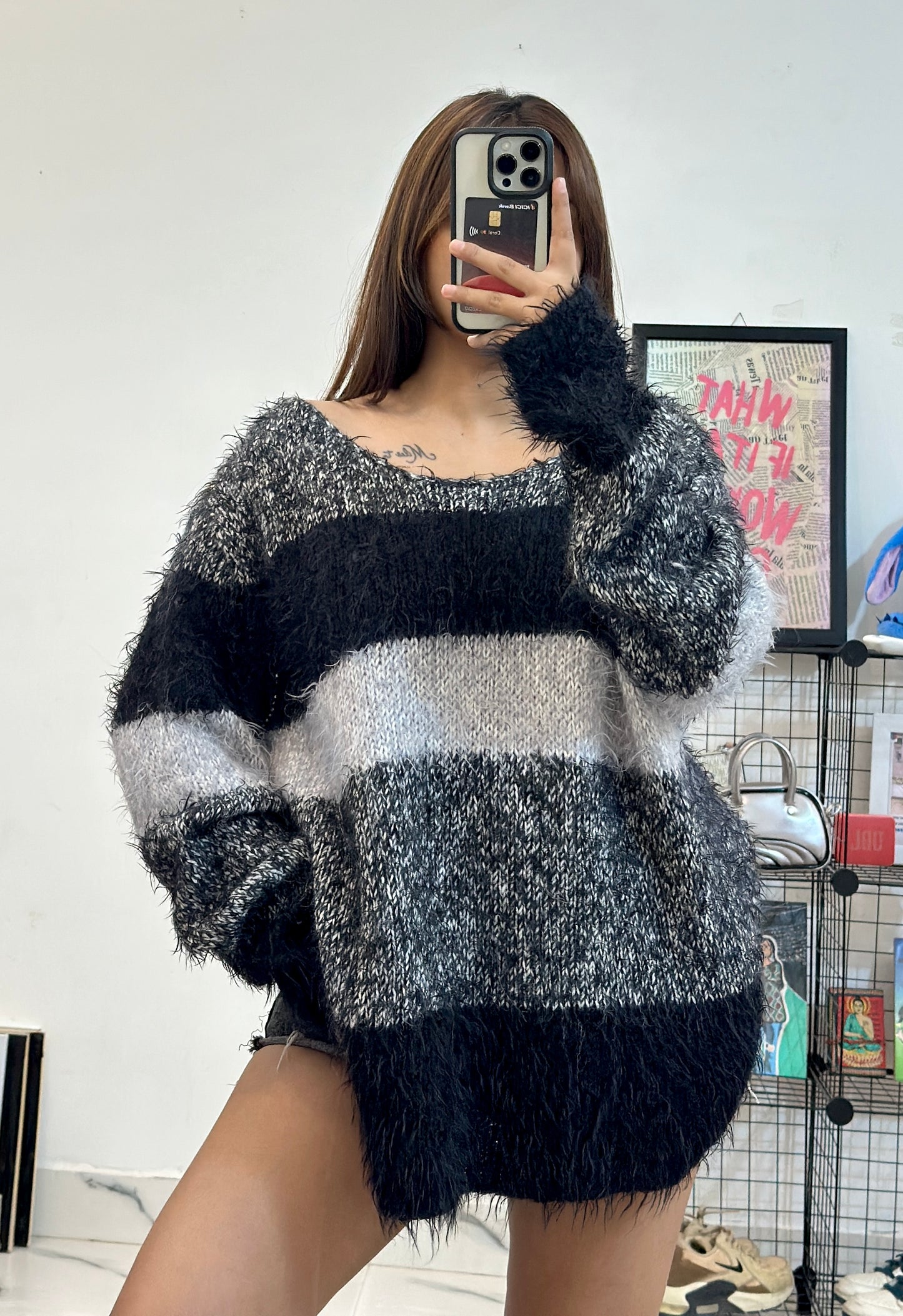 Oversized furry Korean sweater (46-48)