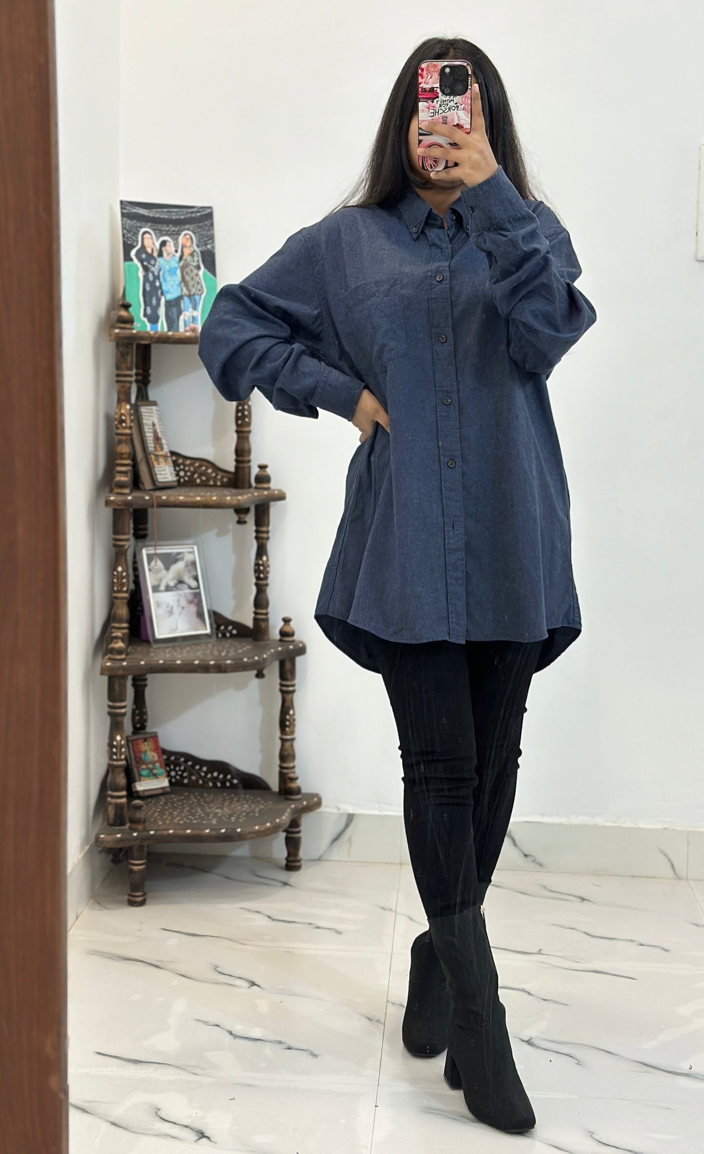 Blue oversized shirt (42-44)