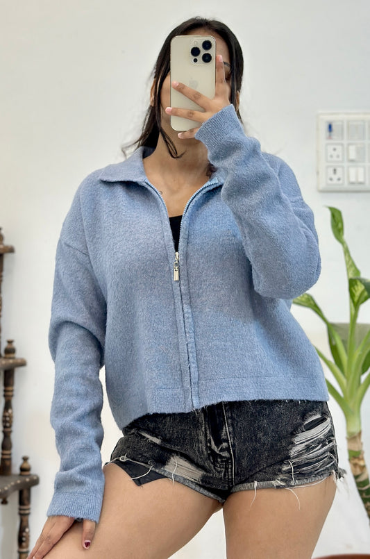 Blue zipper sweater (40-42)