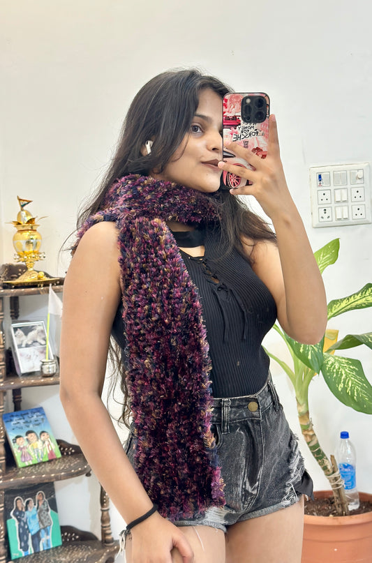 Woollen furry scarf