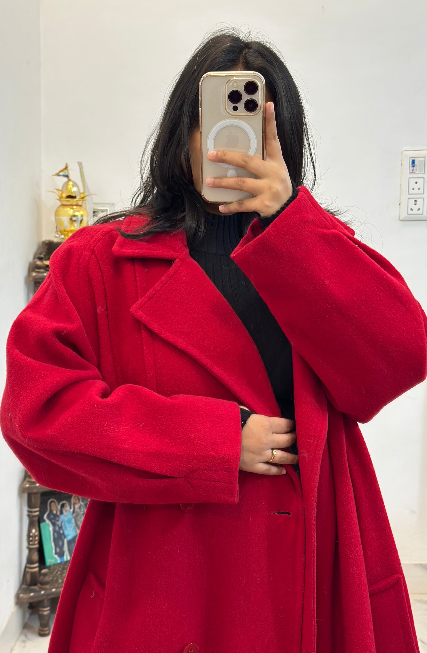 Pretty red long coat (44-46)