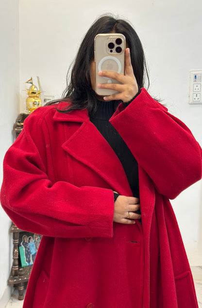 Pretty red long coat (44-46)