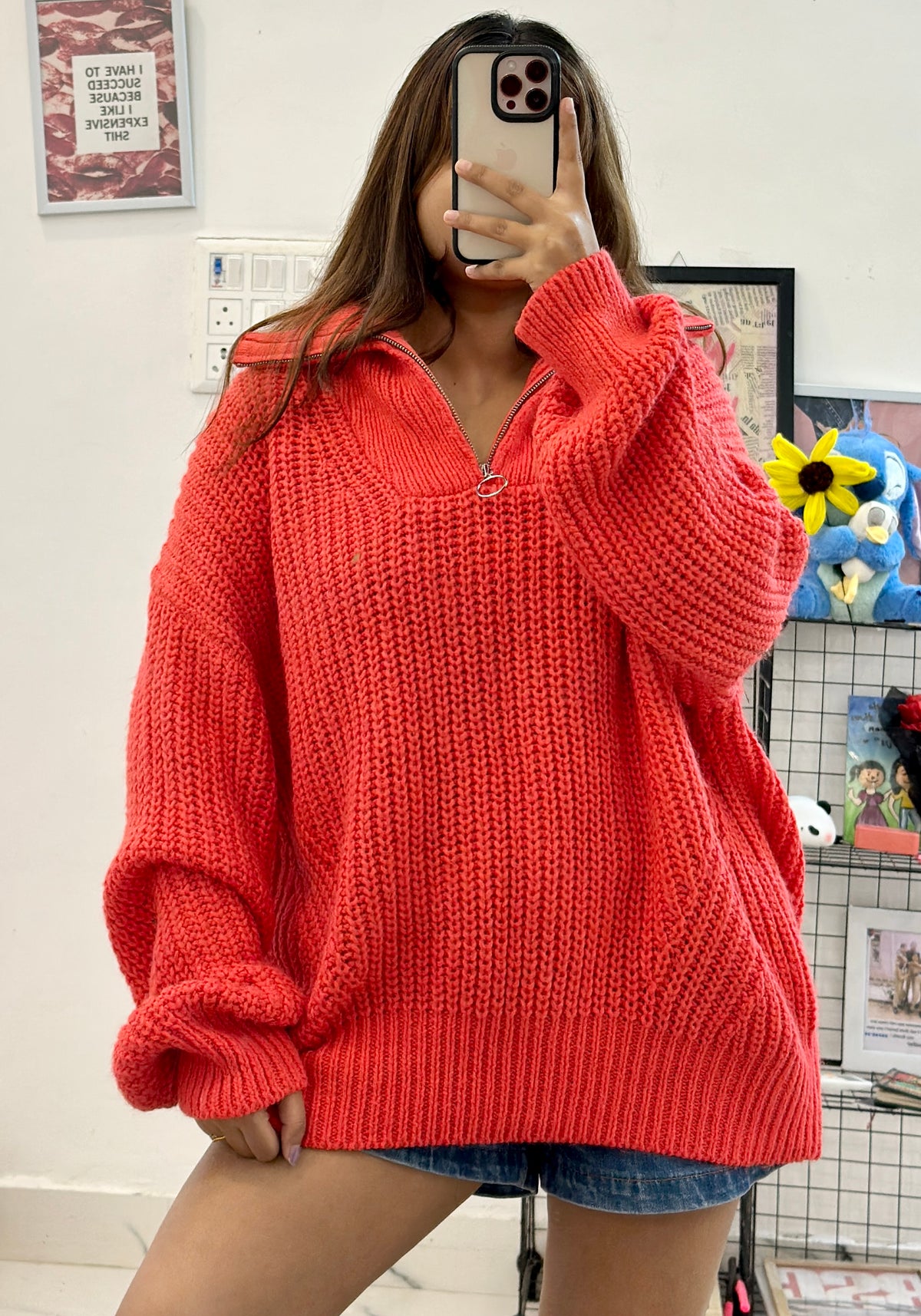Oversized Korean zipper sweater (42-46)