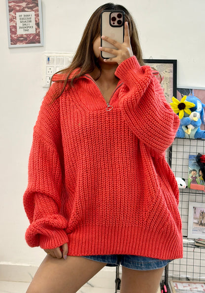 Oversized Korean zipper sweater (42-46)