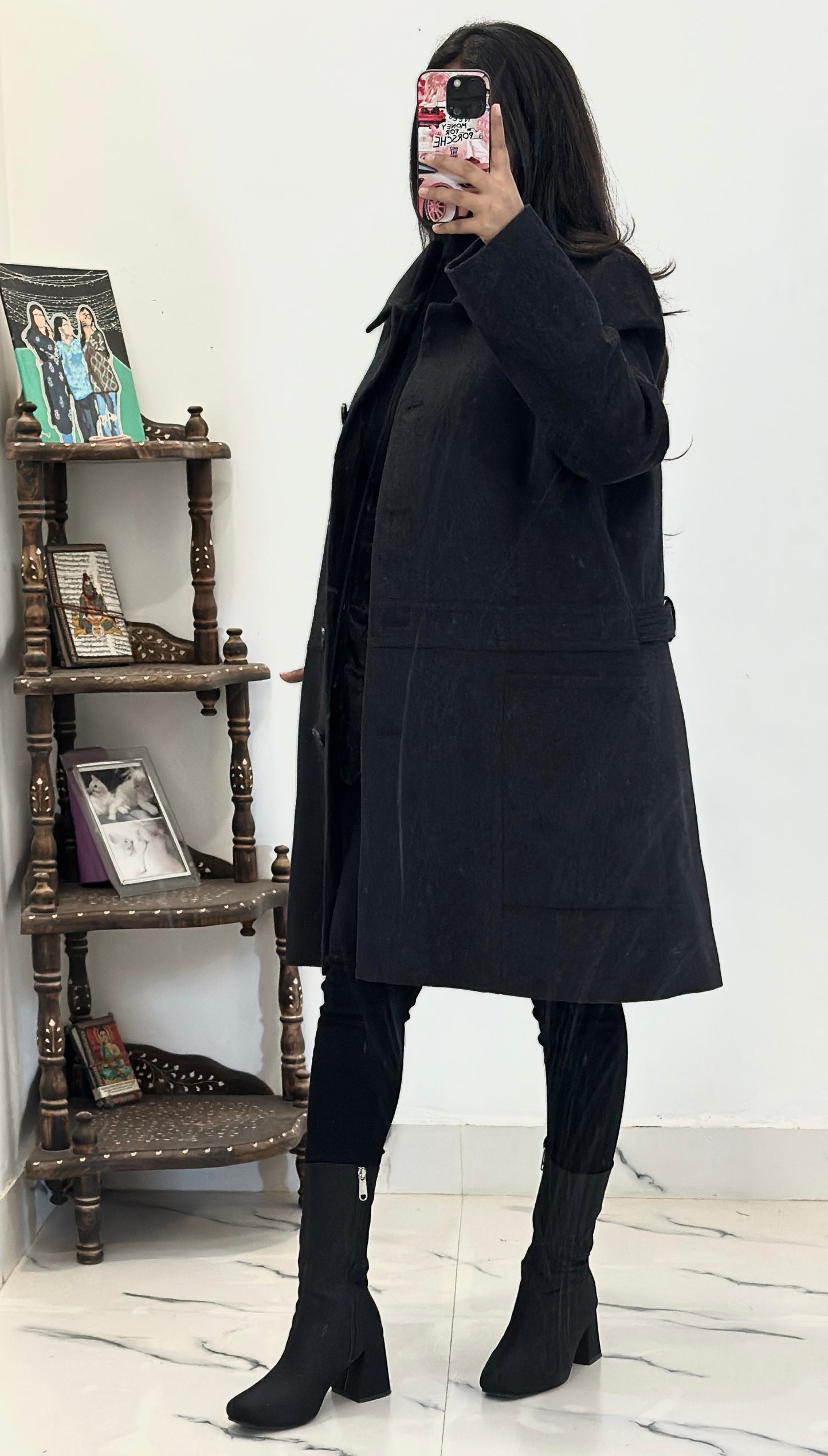 Black long coat (36-38)