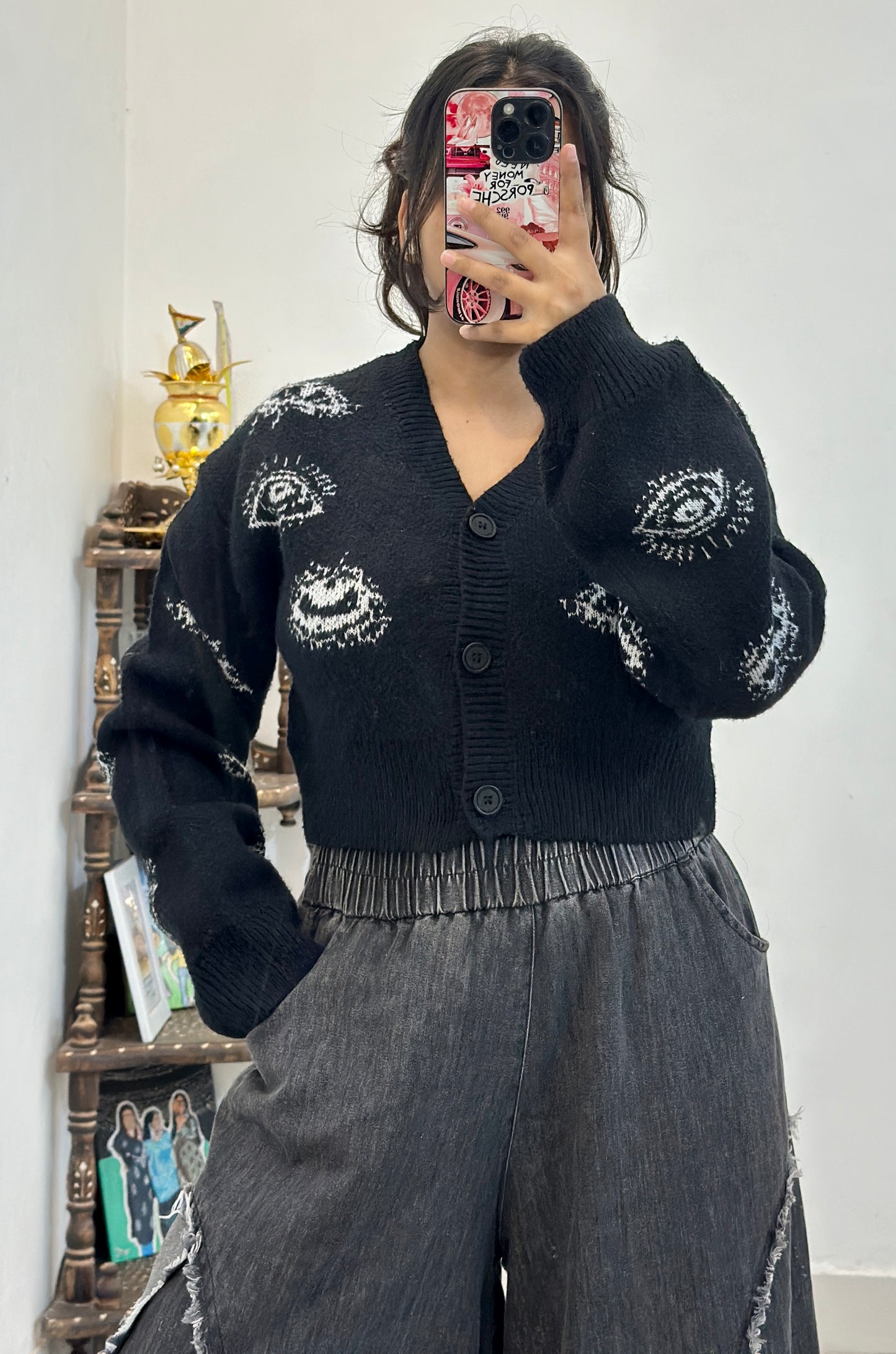 Evil eye crop cardigan (34-38)