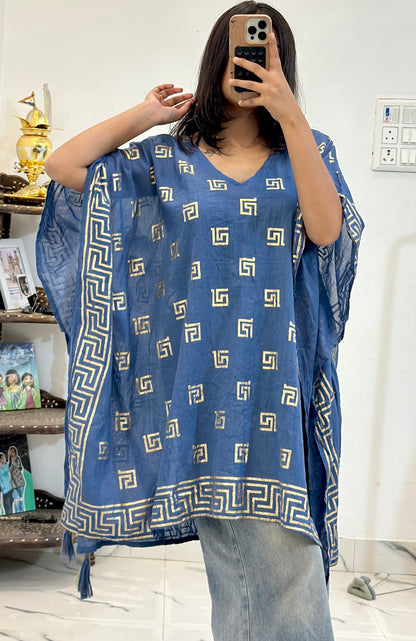 Pretty cotton kaftan (freesize upto 50)