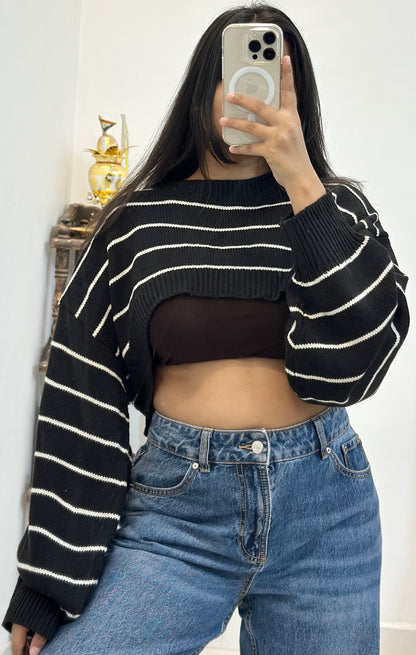 Korean crop sweater (freesize upto 44)