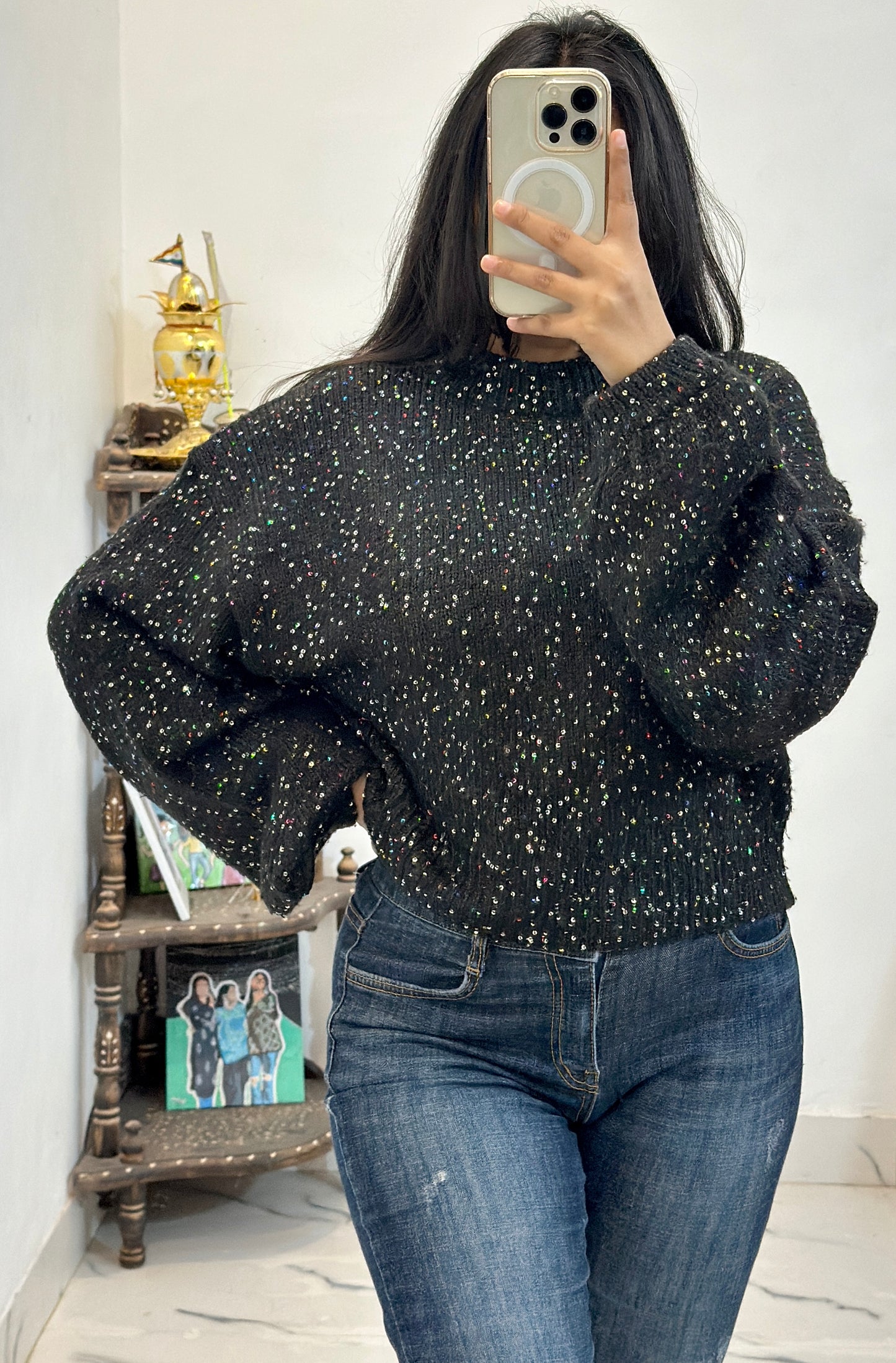 Black sequin sweater (42-44)
