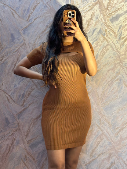 Brown knitted dress