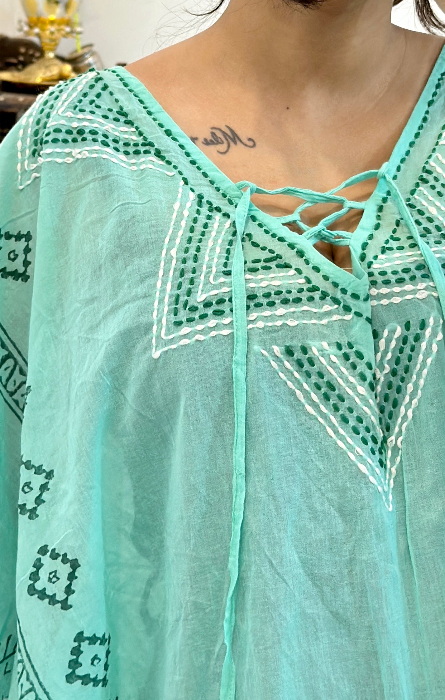 Embroidered cotton kaftan freesize