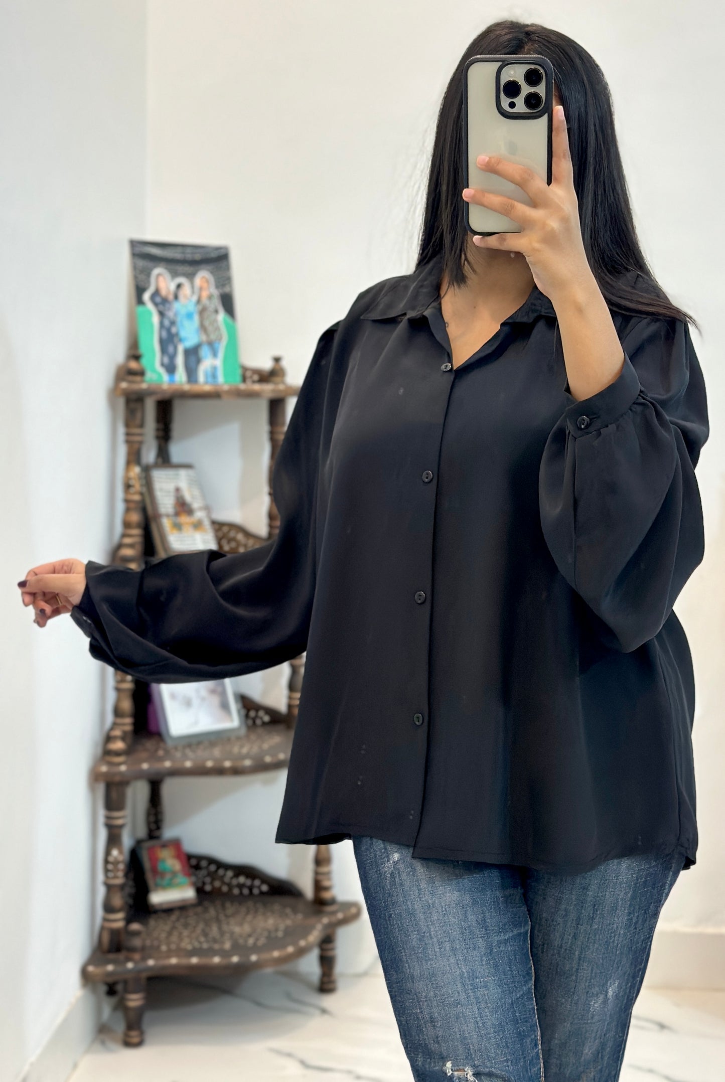 Perfect black oversized shirt (42-44)