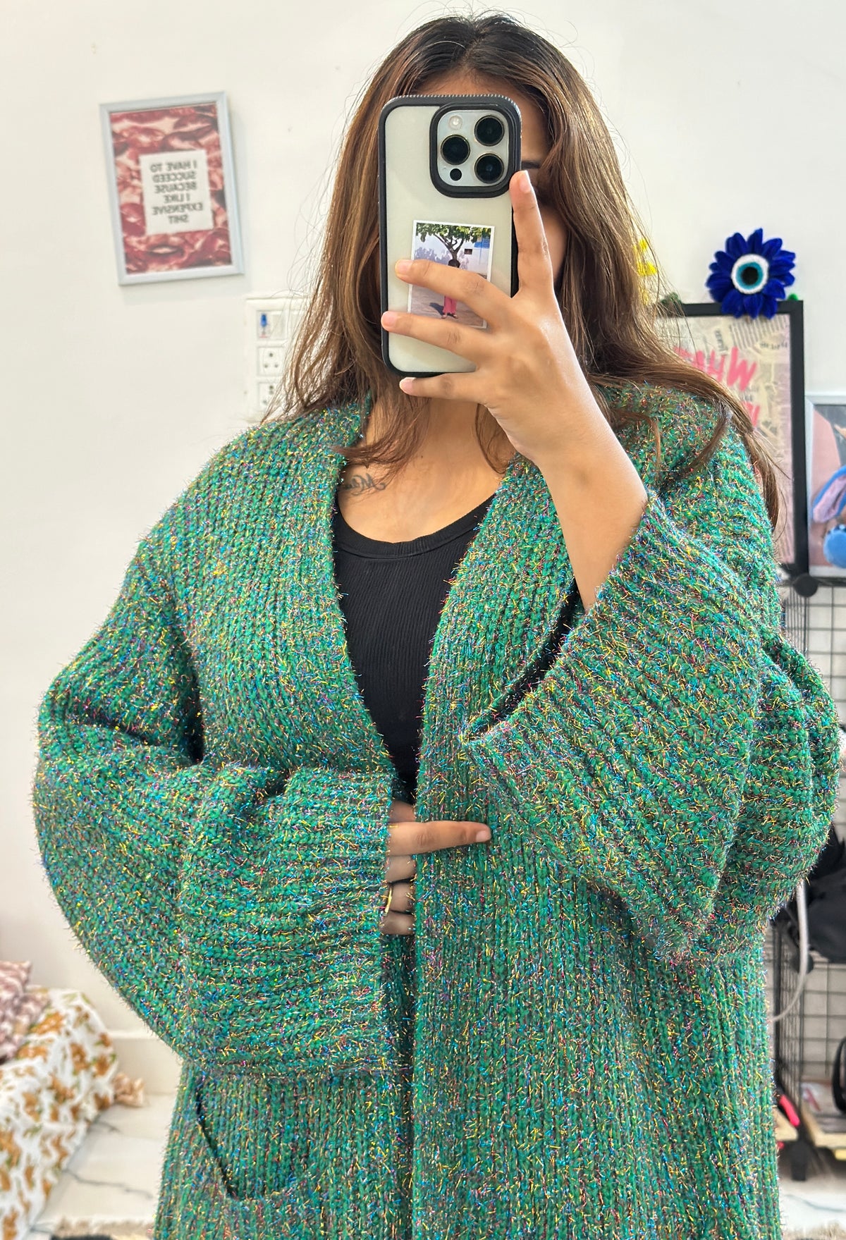 Oversized Korean shimmer shrug (freesize upto 46)