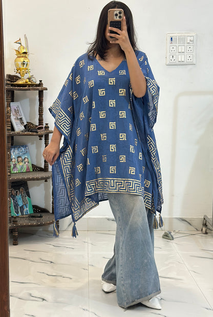 Pretty cotton kaftan (freesize upto 50)