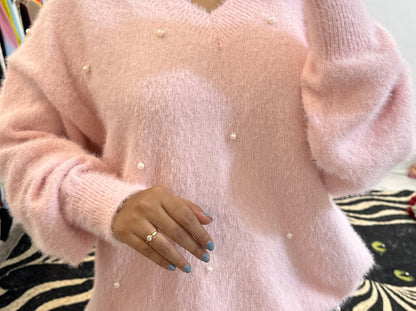 Pretty pearl oversized furry sweater (44-46)