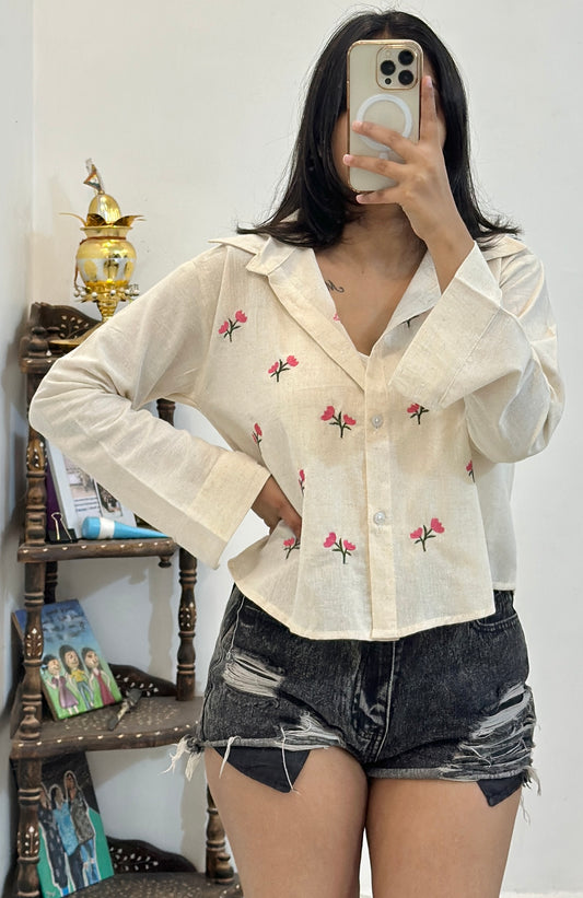 Linen embroidered shirt (34-36)
