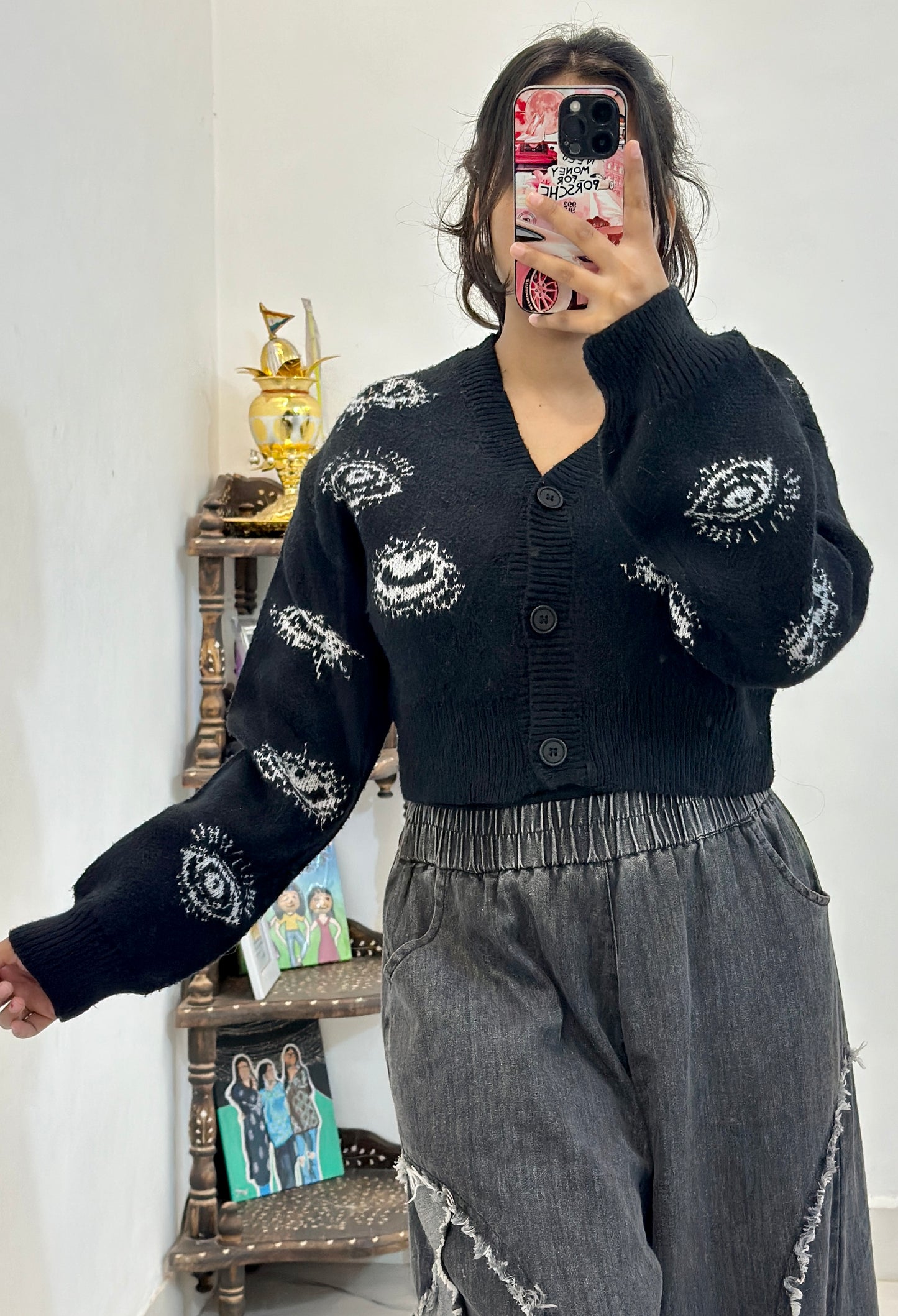 Evil eye crop cardigan (34-38)