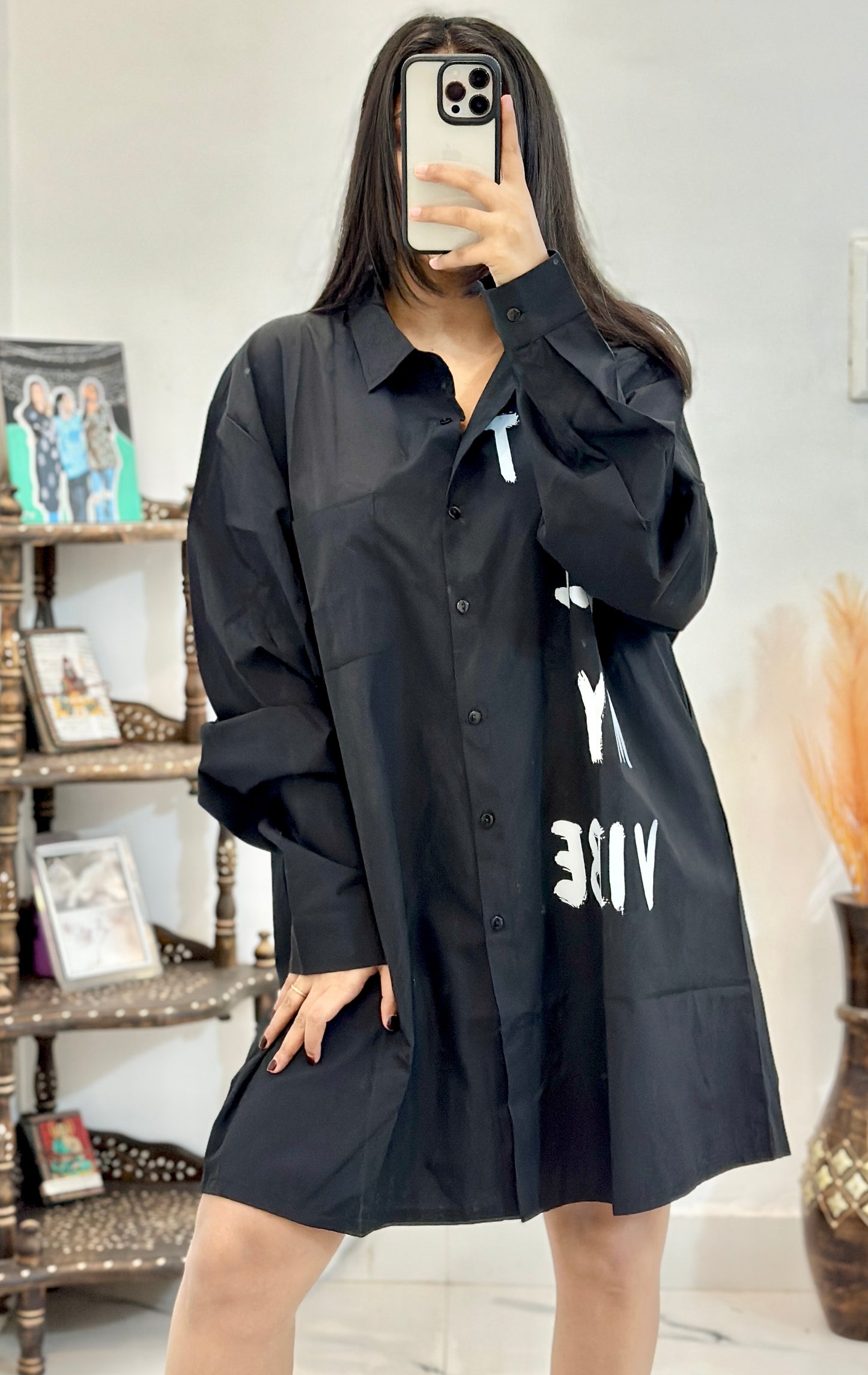 Black oversized long shirt (2XL)