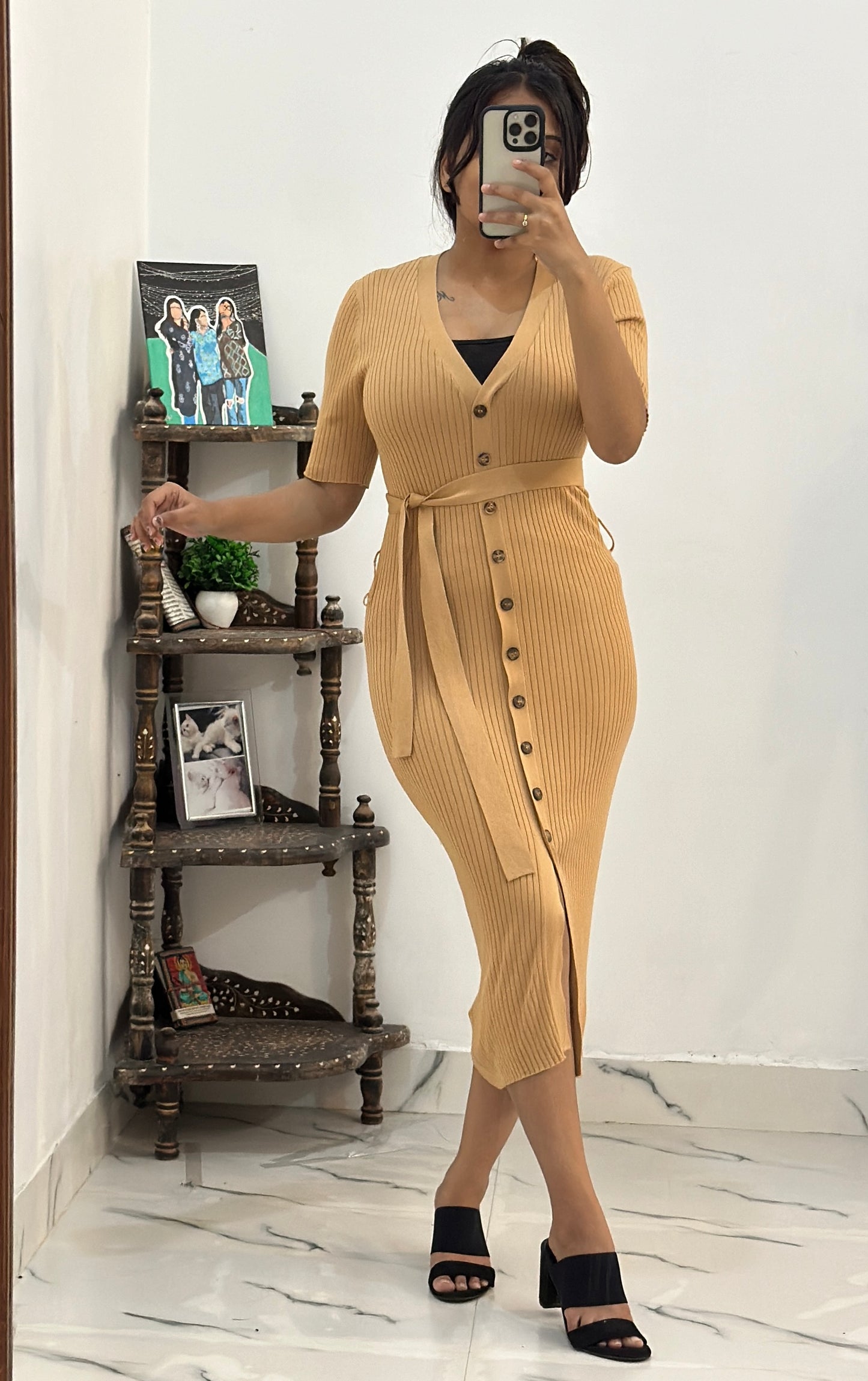 Beige bodycon dress