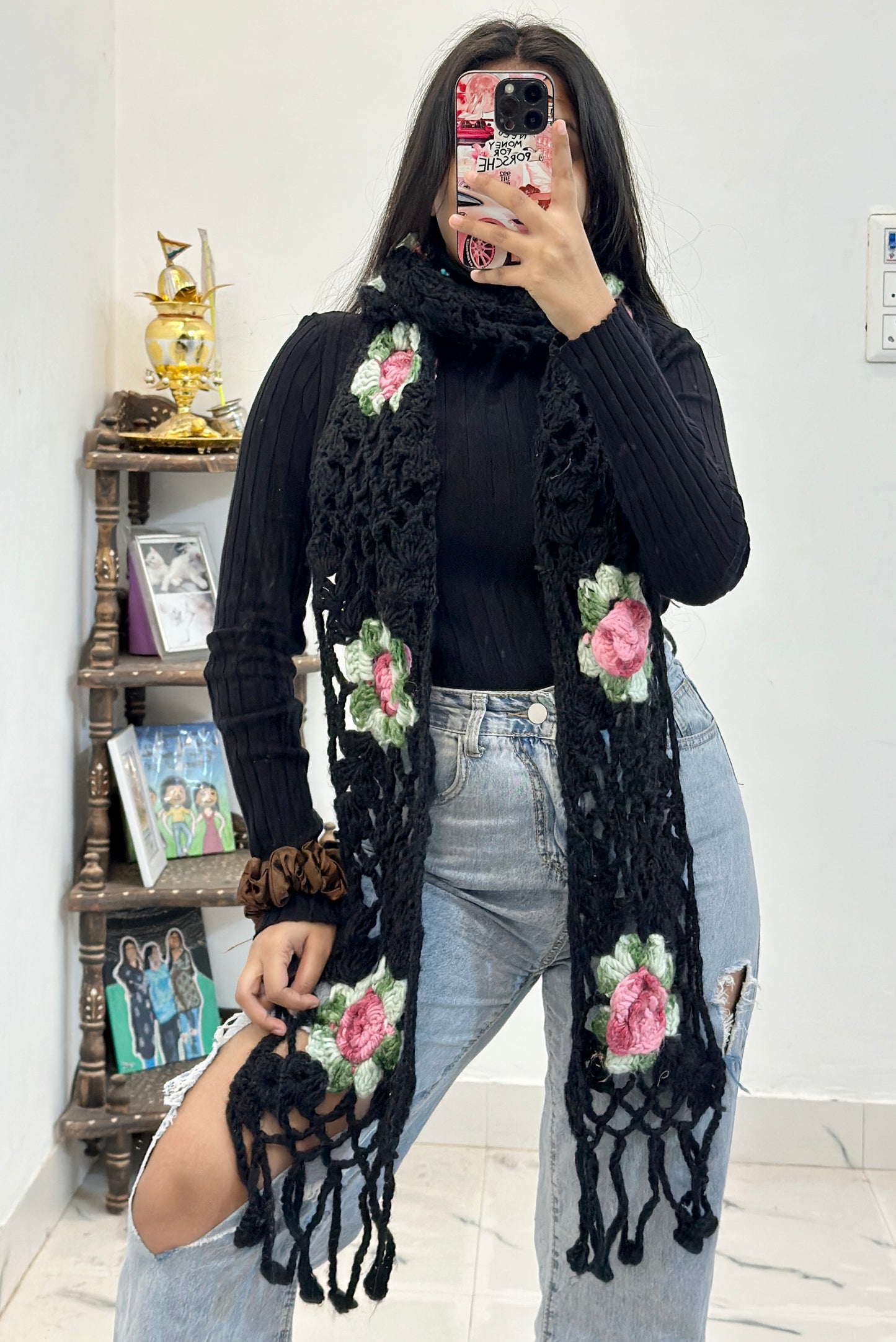 Woollen pretty crochet muffler