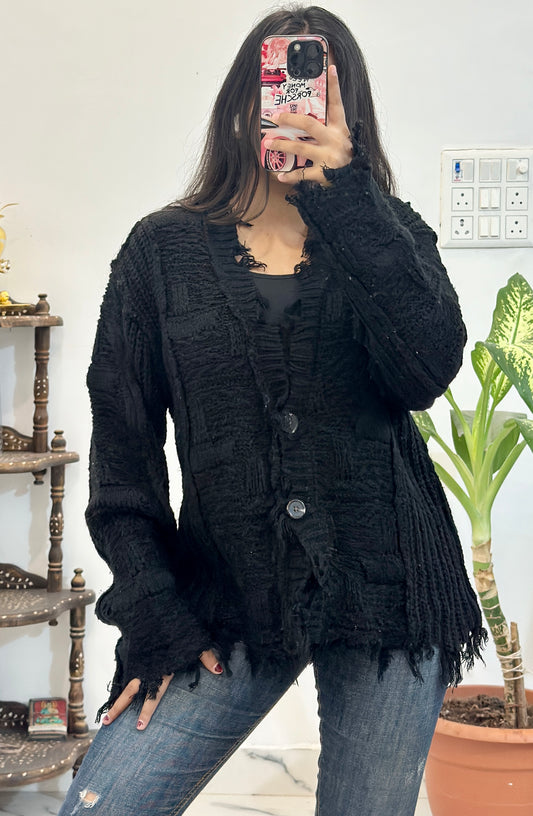 Black Oversized korean cardigan (upto 44)