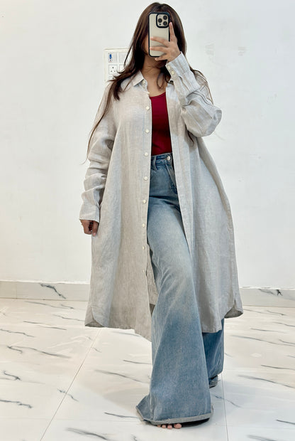 Long linen shirt dress (40-42)