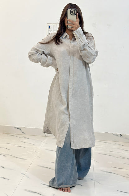 Long linen shirt dress (40-42)