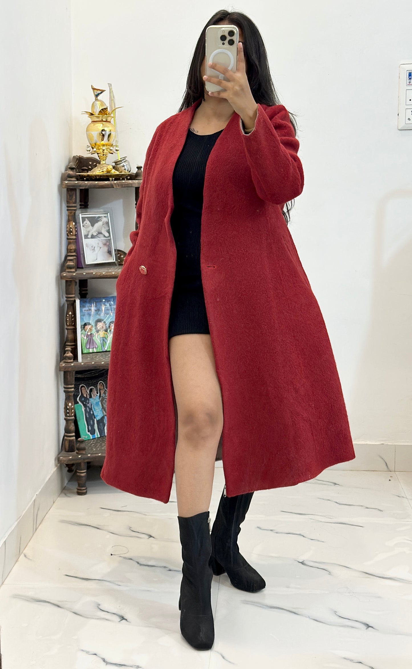 Pretty red long coat (34-36)